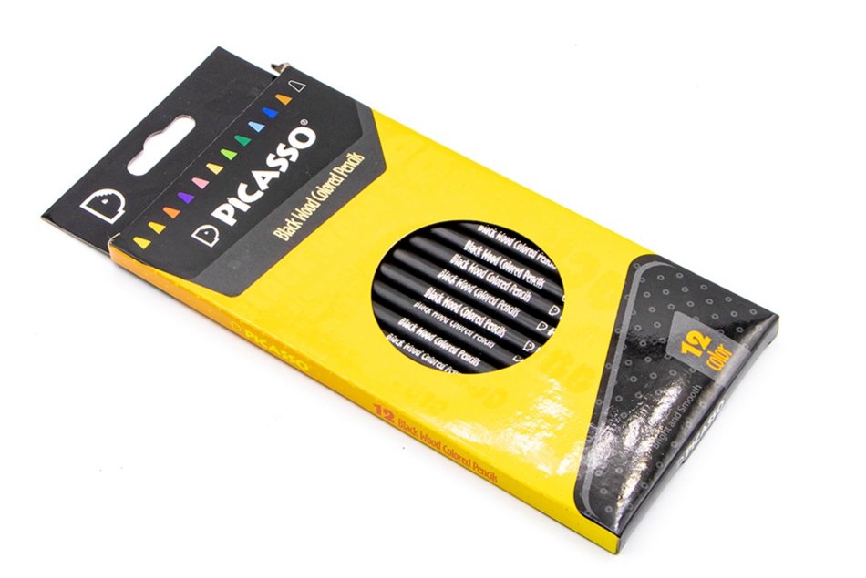 مدادرنگی 12 رنگ پیکاسو چوب مشکی