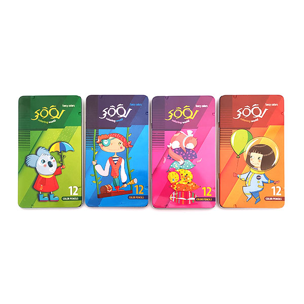 مدادرنگی 12رنگ لوکی جعبه فلزی تخت