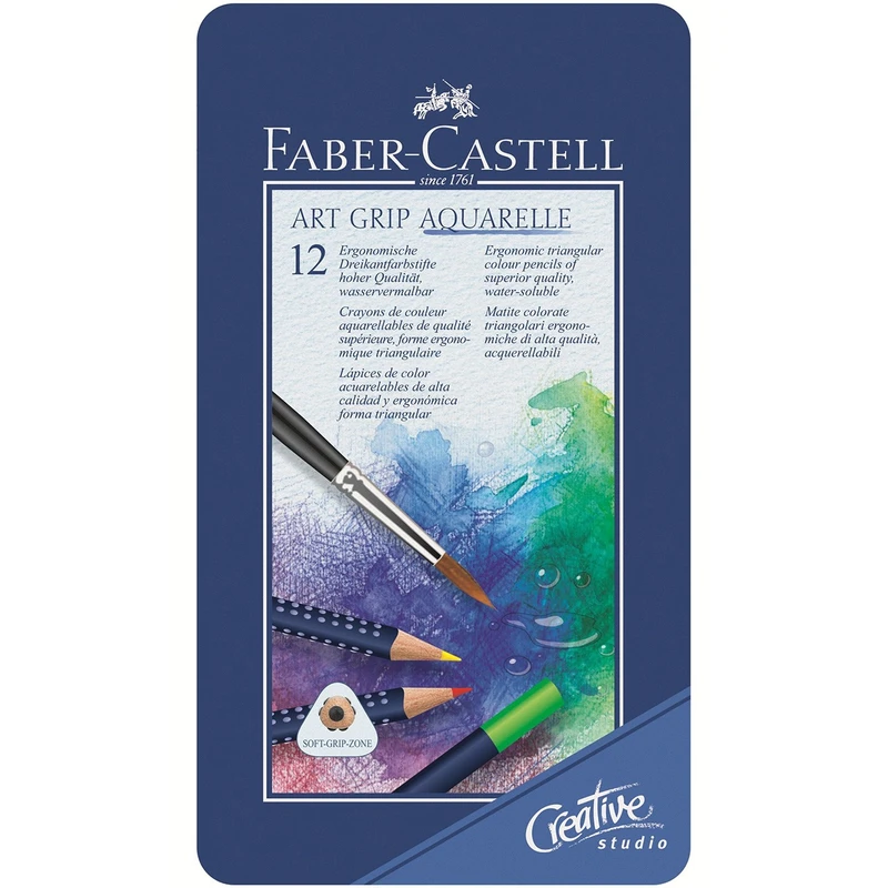 مداد رنگی 12 رنگ فابرکاستل (آبرنگی) جعبه فلزی