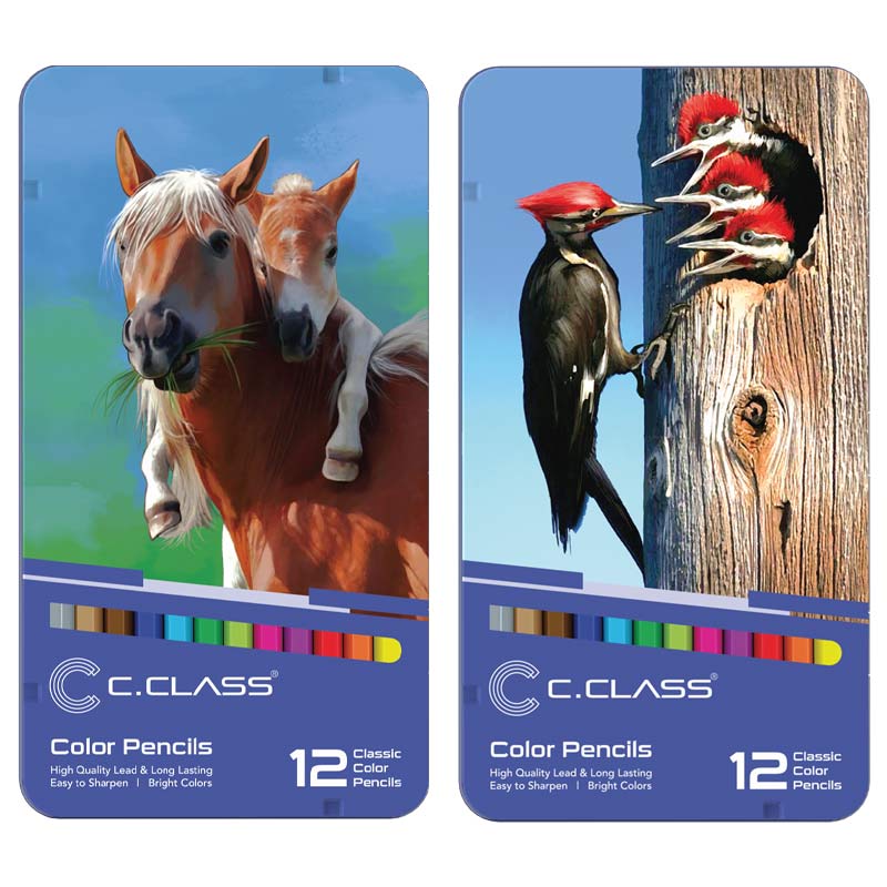 مدادرنگی 12رنگ سی کلاس جعبه فلزی